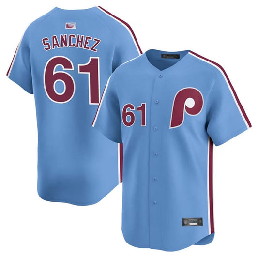 P.Phillies #61 Cristopher Sanchez Player Light Blue Limited Baseball Jerseys