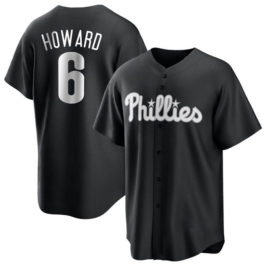 P.Phillies #6 Ryan Howard Player Black Replica Baseball Jerseys