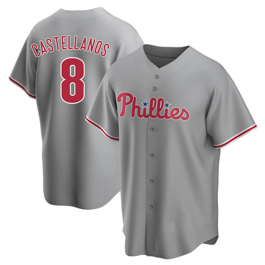 P.Phillies #8 Nick Castellanos Player Gray Road Replica Baseball Jerseys