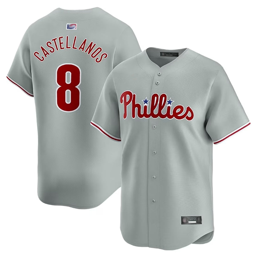P.Phillies #8 Nick Castellanos Player Grey Road Limited Baseball Jerseys