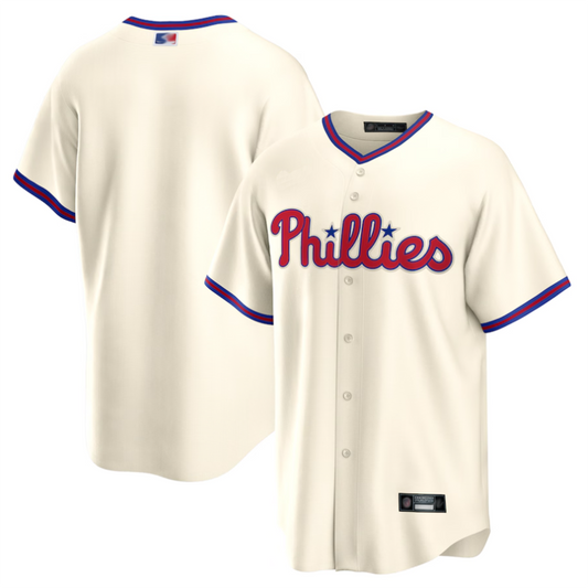 P.Phillies Blank Player Cream Replica Team Baseball Jerseys