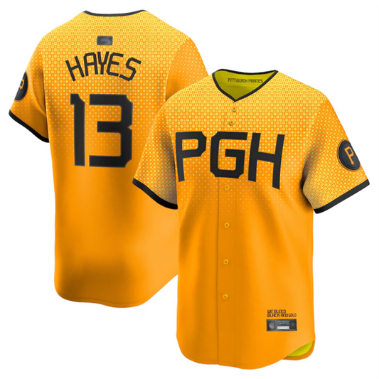 P.Pirates #13 Ke'Bryan Hayes Player Gold City Connect Limited Baseball Jerseys