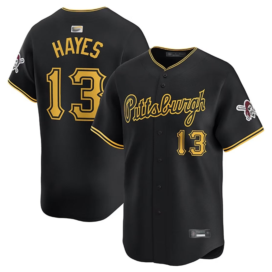 P.Pirates #13 Ke'Bryan Hayes Player Home Limited Black Baseball Jerseys