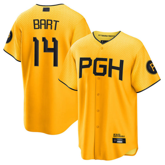 P.Pirates #14 Joey Bart Player Gold City Connect Replica Baseball Jerseys