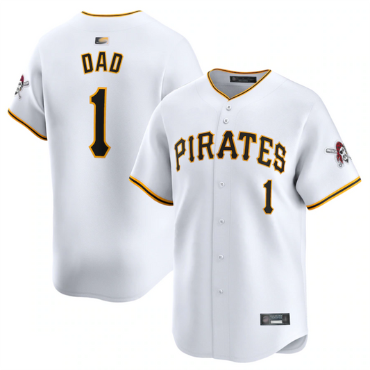 P.Pirates #1 Dad Player White Home Limited Baseball Jerseys