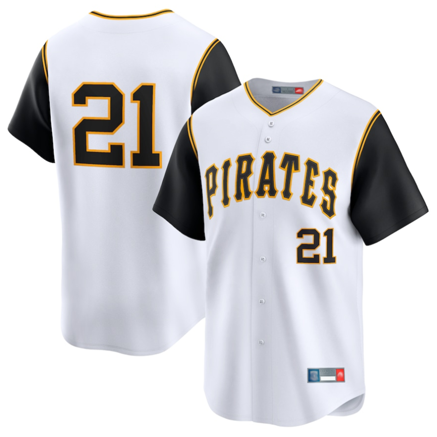 P.Pirates #21 Roberto Clemente Player White Throwback Cooperstown Limited Baesball Jerseys