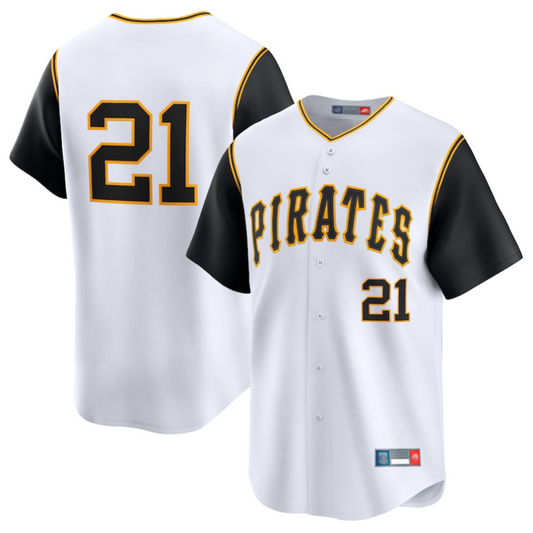 P.Pirates #21 Roberto Clemente Player White Throwback Cooperstown Limited Baesball Jerseys