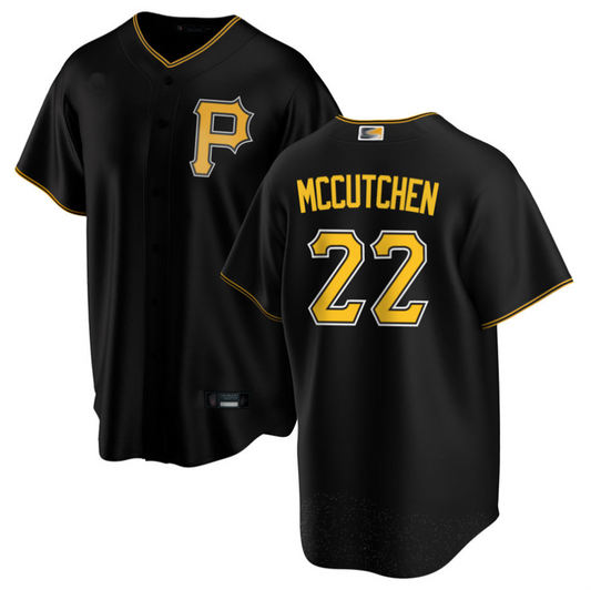 P.Pirates #22 Andrew McCutchen Player Black Replica Baseball Jerseys