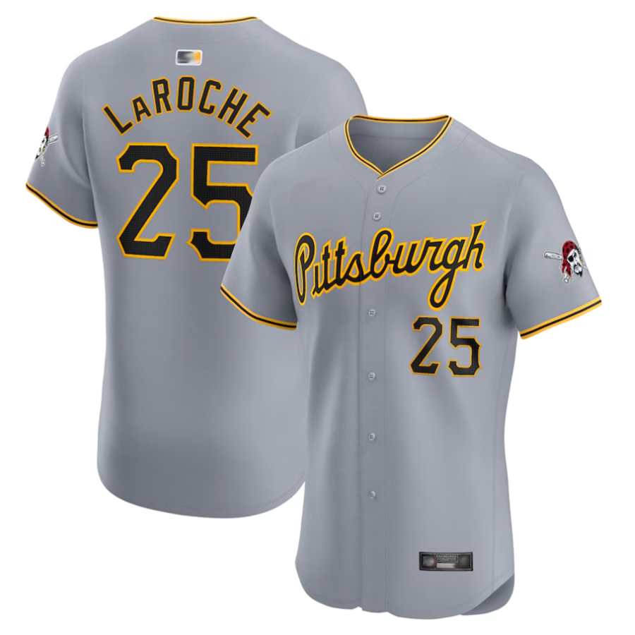 P.Pirates #25 Adam LaRoche Player Gray Road Elite Baseball Jerseys