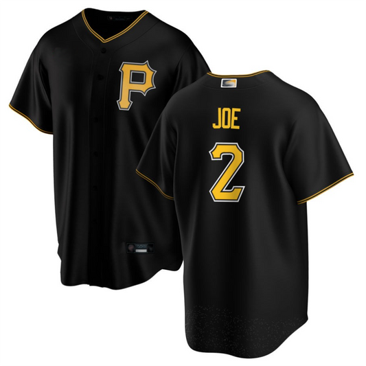 P.Pirates #2 Connor Joe Player Black Home Replica Baseball Jerseys