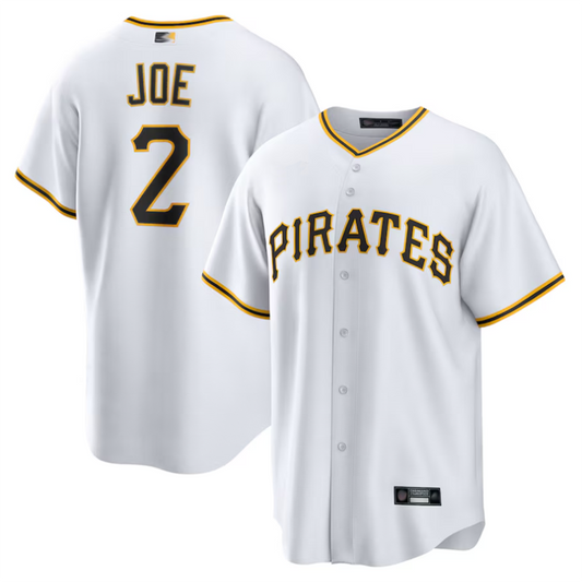 P.Pirates #2 Connor Joe Player White Home Replica Baseball Jerseys