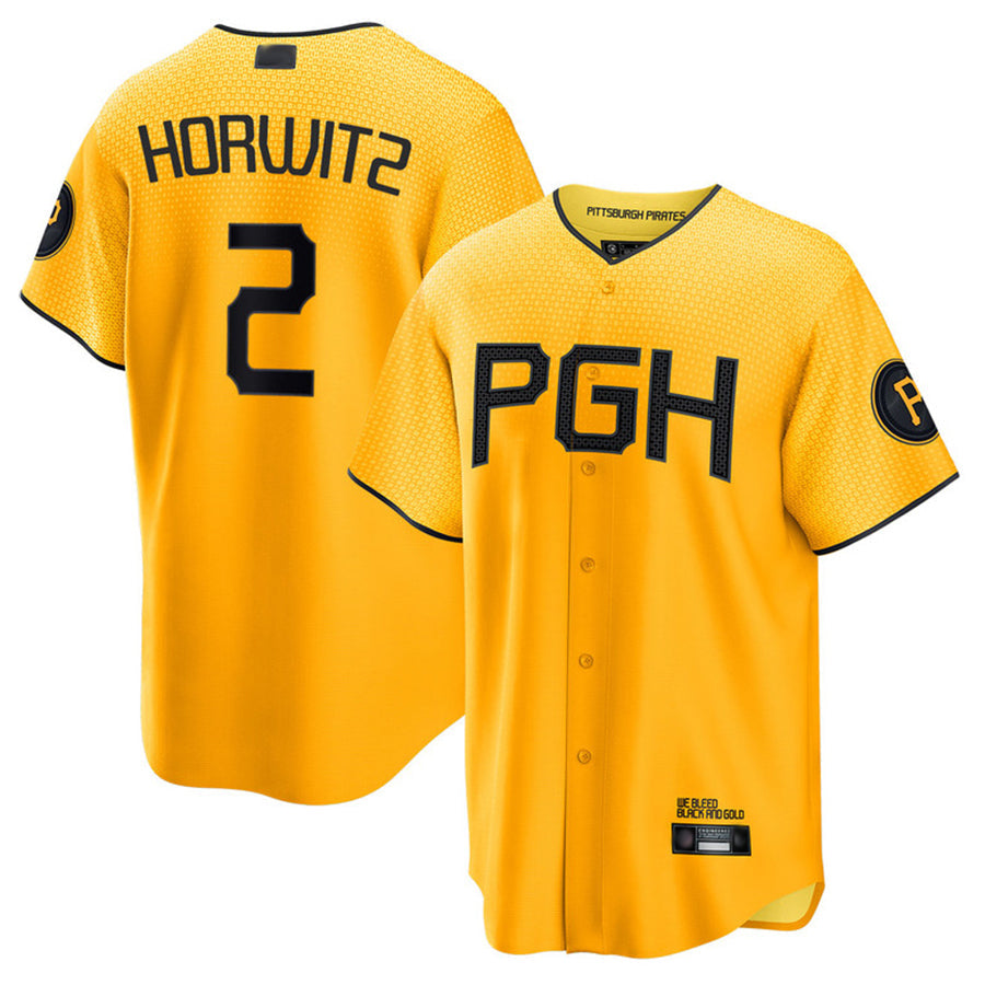 P.Pirates #2 Spencer Horwitz Player Gold City Connect Replica Baseball Jerseys