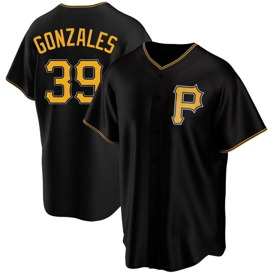 P.Pirates #39 Nick Gonzales Player Black Home Replica Baseball Jerseys