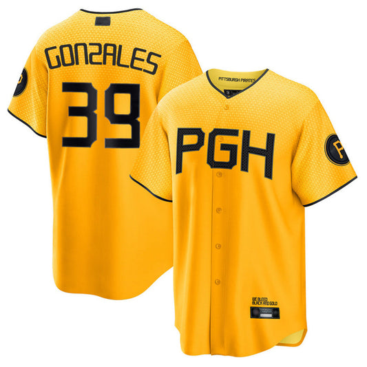 P.Pirates #39 Nick Gonzales Player Gold City Connect Home Replica Baseball Jerseys