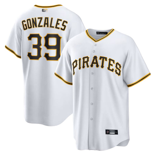 P.Pirates #39 Nick Gonzales Player White Home Replica Baseball Jerseys