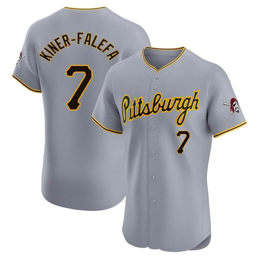 P.Pirates #7 Isiah Kiner-Falefa Player Gray Limited Elite Baseball Jerseys