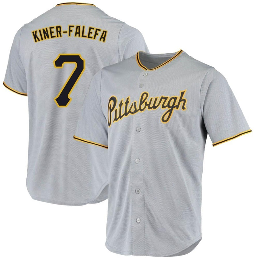 P.Pirates #7 Isiah Kiner-Falefa Player Gray Replica Baseball Jerseys
