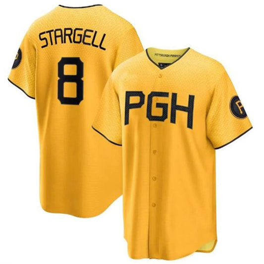 P.Pirates #8 Willie Stargell Player City Connect Replica Gold Baseball Jerseys