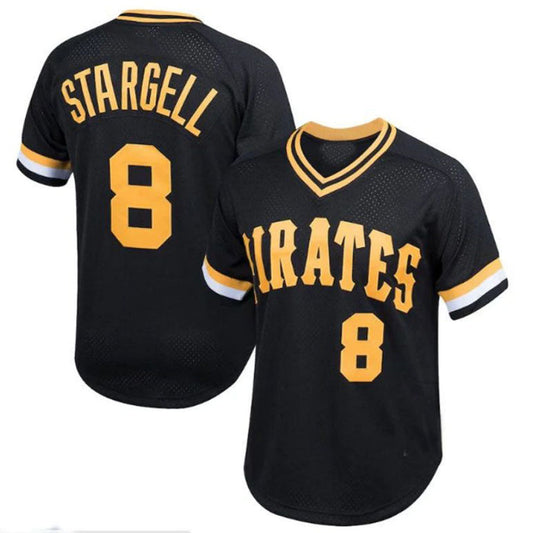 P.Pirates #8 Willie Stargell Player Mitchell & Ness Cooperstown Collection Black Baseball Jerseys