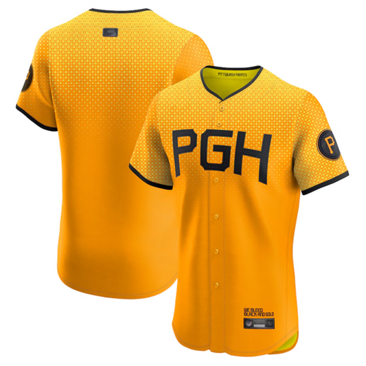 P.Pirates Blank Player Gold City Connect Elite Baseball Jerseys