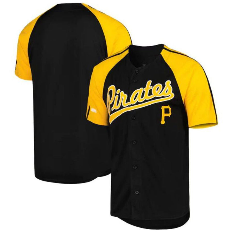 P.Pirates Blank Player Stitches Button-Down Raglan Fashion Black Baseball Jerseys