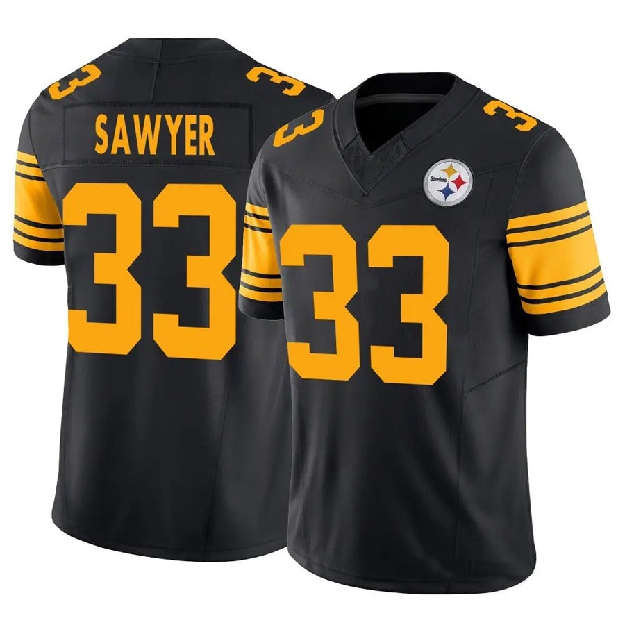 P.Steelers #33 Jack Sawyer Player Black Alternate Vapor F.U.S.E. Limited Football Jerseys