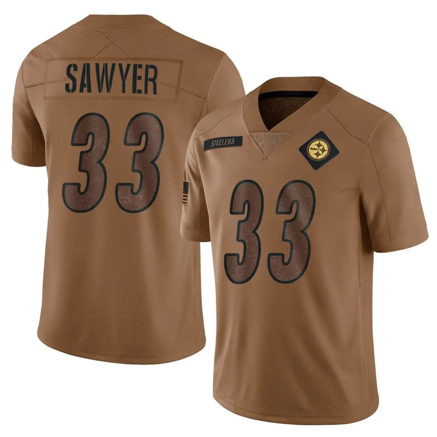 P.Steelers #33 Jack Sawyer Player Brown Salute To Service Limited Football Jerseys