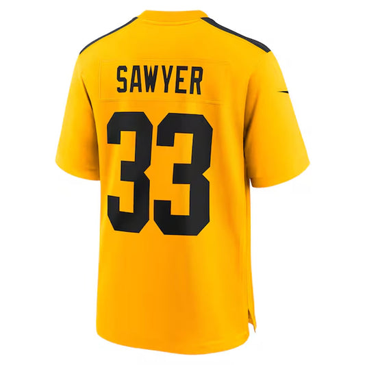 P.Steelers #33 Jack Sawyer Player Gold Alternate Game Football Jerseys