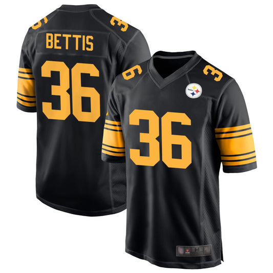 P.Steelers #36 Jerome Bettis Player Black Alternate Game Football Jerseys