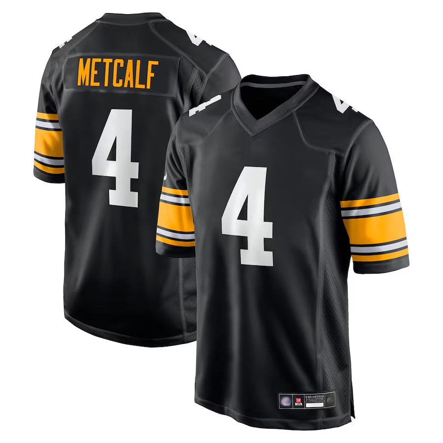 P.Steelers #4 DK Metcalf Player Black Game Football Jerseys