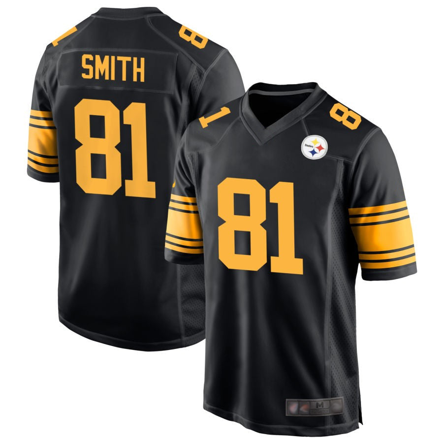 P.Steelers #81 Jonnu Smith Player Black Alternate Game Football Jerseys