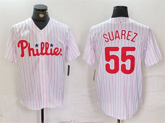 P.Phillies #55 Ranger Su����rez Player Game Jersey White Cool Base Stitched Baseball Jerseys
