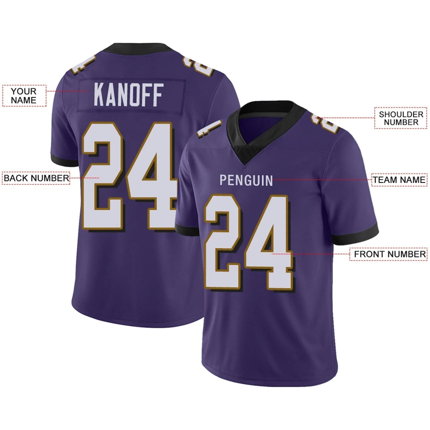 Custom B.Ravens Purple Personalized Design Football Jerseys