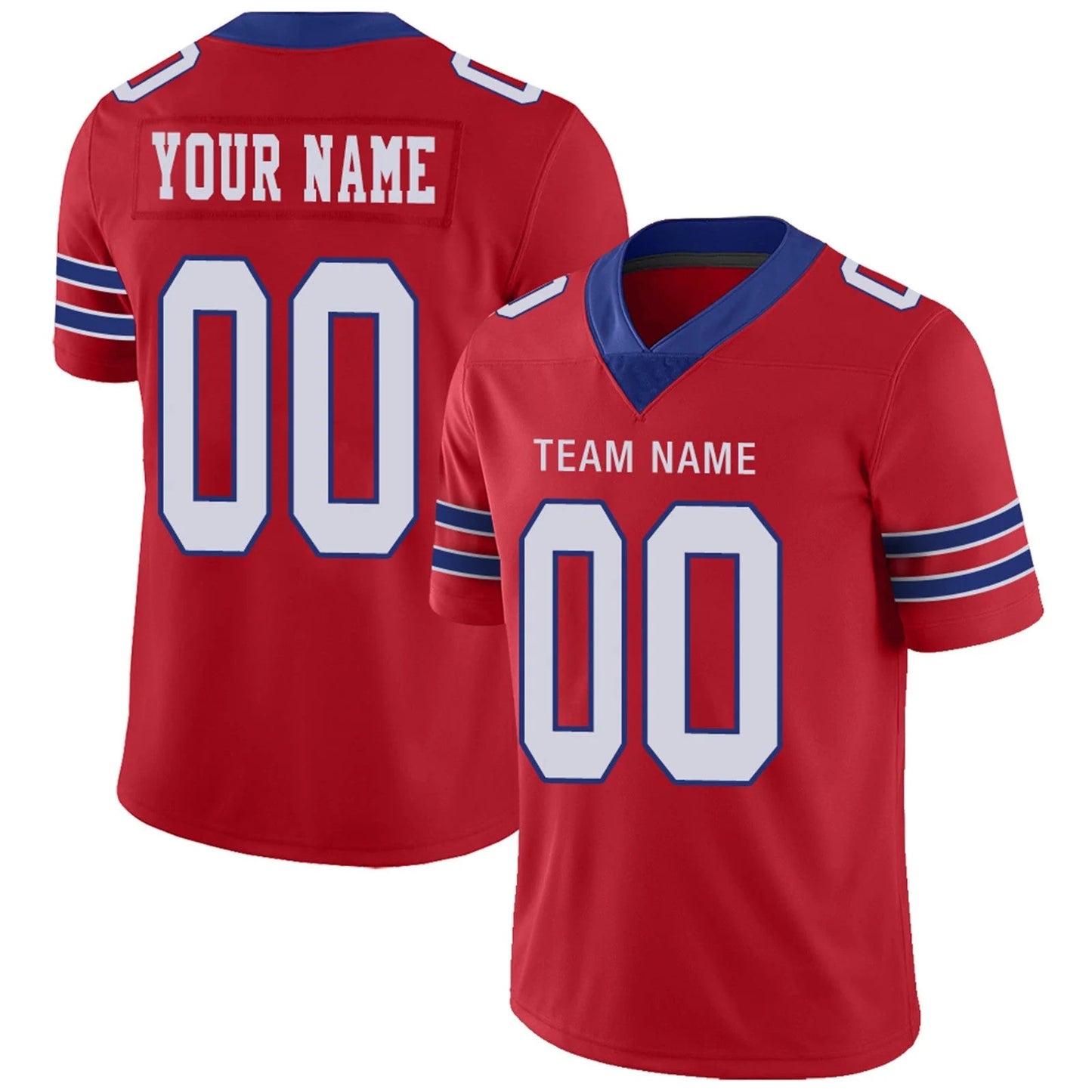 Custom B.Bills Red Personalized Design Football Jerseys