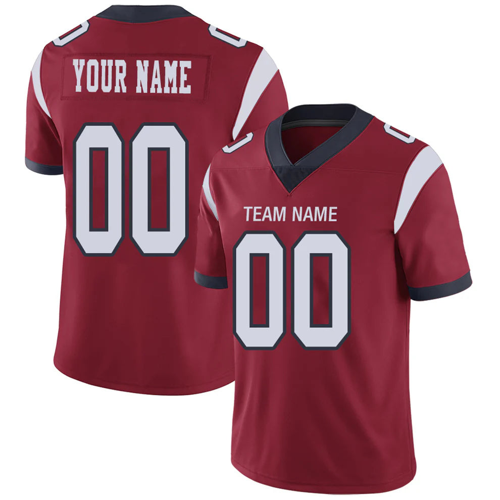 Custom H.Texans Red Personalized Design Football Jerseys