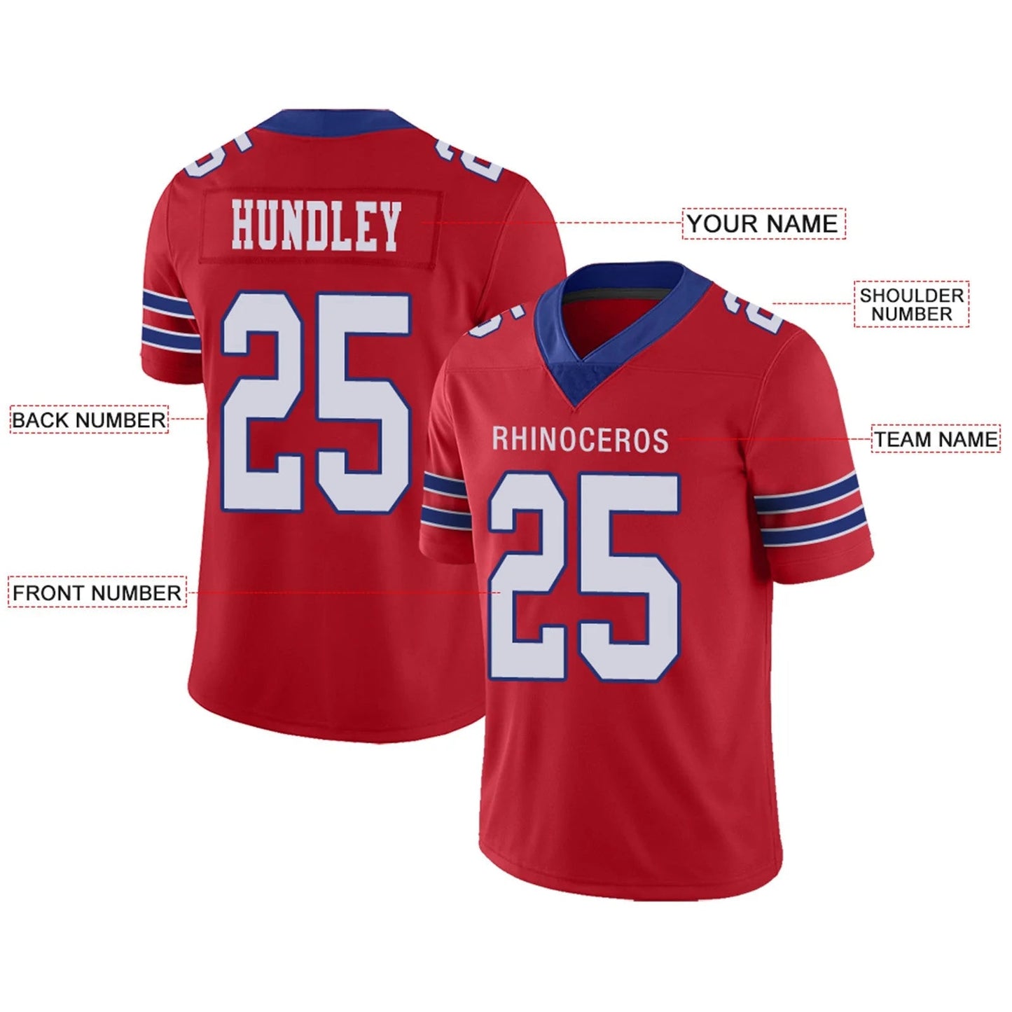 Custom B.Bills Red Personalized Design Football Jerseys
