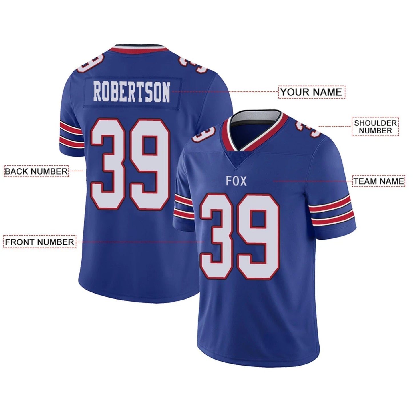 Custom B.Bills Royal Personalized Design Football Jerseys
