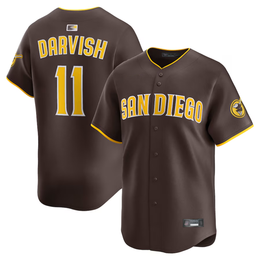 S.Diego Padres #11 Yu Darvish Player Brown Road Limited Baseball Jerseys