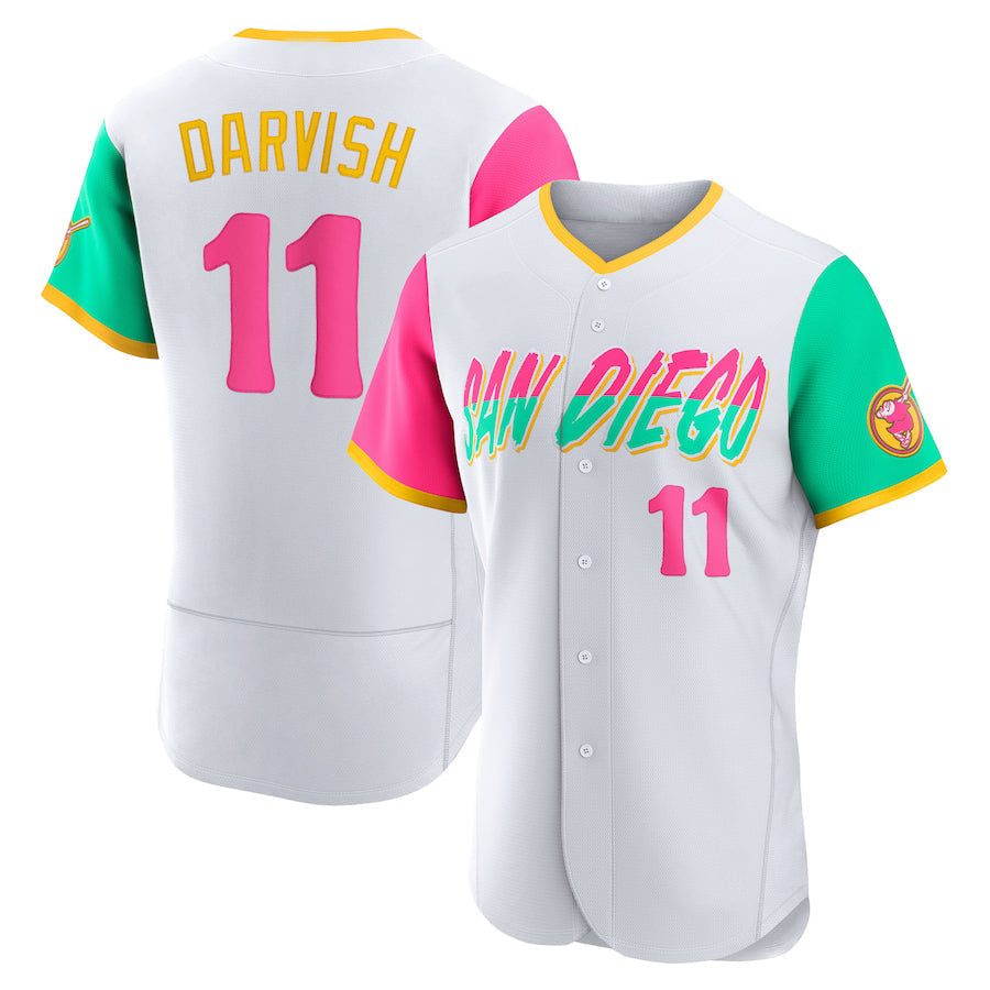 S.Diego Padres #11 Yu Darvish Player White City Connect Elite Baseball Jerseys