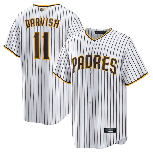 S.Diego Padres #11 Yu Darvish Player White Home Replica Baseball Jerseys