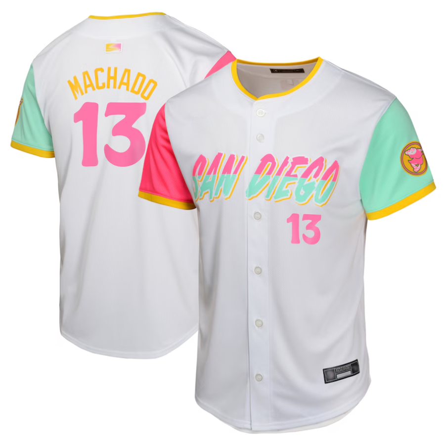 S.Diego Padres #13 Manny Machado Player White City Connect Limited Baseball Jerseys