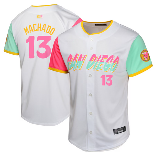 S.Diego Padres #13 Manny Machado Player White City Connect Limited Baseball Jerseys