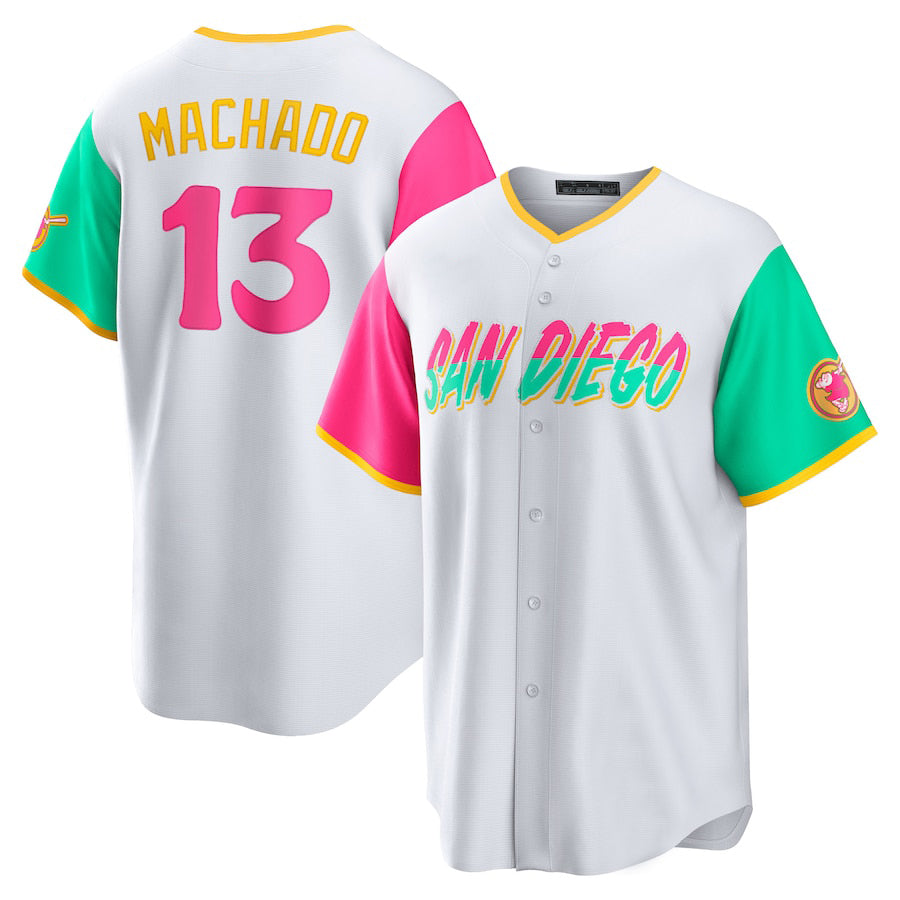 S.Diego Padres #13 Manny Machado Player White Home Elite Baseball Jerseys