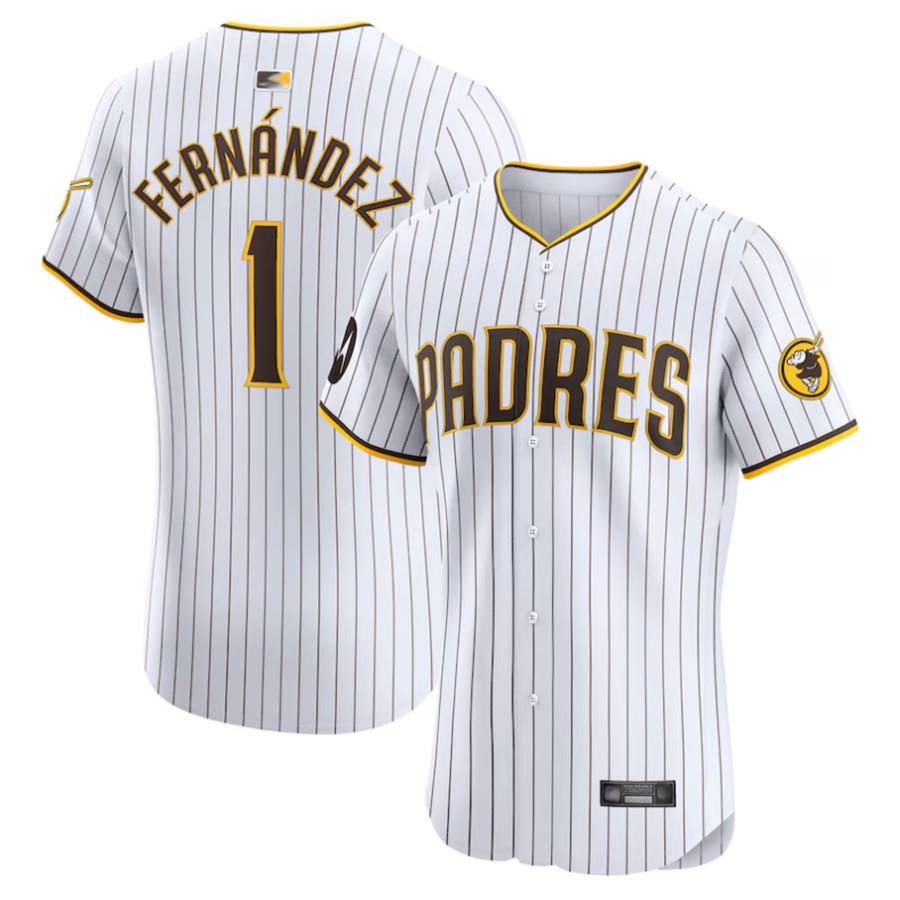 S.Diego Padres #1 Tony Fern����ndez Player White Home Elite Baseball Jerseys
