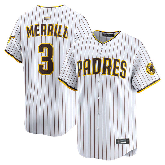 S.Diego Padres #3 Jackson Merrill Player White Limited Baseball Jerseys