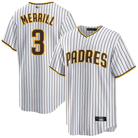 S.Diego Padres #3 Jackson Merrill Player White Replica Home Baseball Jerseys