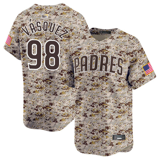 S.Diego Padres #98 Randy Vasquez Player Camo USMC Limited Baseball Jerseys