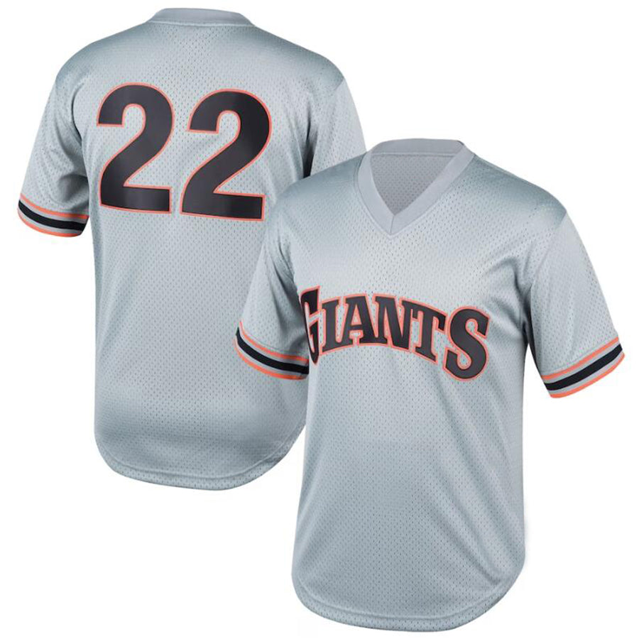 S.Francisco Giants #22 Will Clark Player Mitchell & Ness Gray Cooperstown Collection Mesh Batting Practice Baseball Jerseys