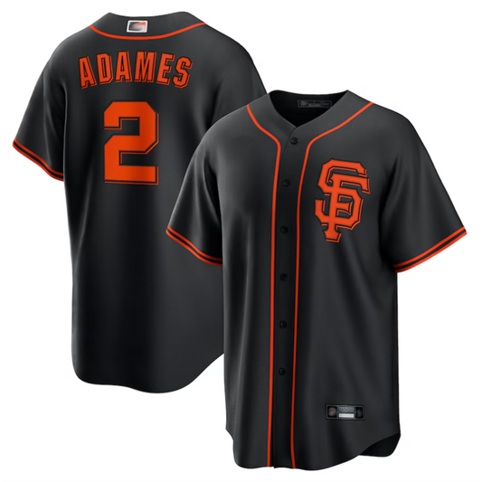 S.Francisco Giants #2 Willy Adames Player Black Replica Baseball Jerseys