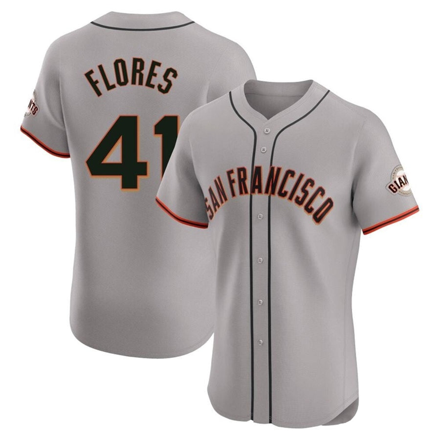 S.Francisco Giants #41 Wilmer Flores Player Gray Home Limited Elite Baseball Jerseys